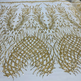 Beaded Lace Fabric on Polyester Net Mesh