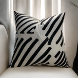 VIVA019 Velvet Pillow Fabric - White Black Geometric Design, 20" X 20" (1 Pillow)