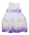Embroidered Party Dress With Sash And Flower Girls Fancy Dress - Aqua, Burgundy, Purple, Peach, Pink, Ivory (1 Unit)