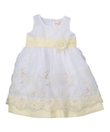 Embroidered Party Dress With Sash And Flower - Girls Fancy Dress, Embroidered, Multiple Colors (1 Piece)