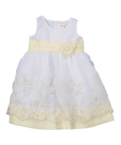 Embroidered Party Dress With Sash And Flower Girls Fancy Dresses - Embroidered Party Dress, Colorful, Sizes 12Month To 10 (1 Piece)