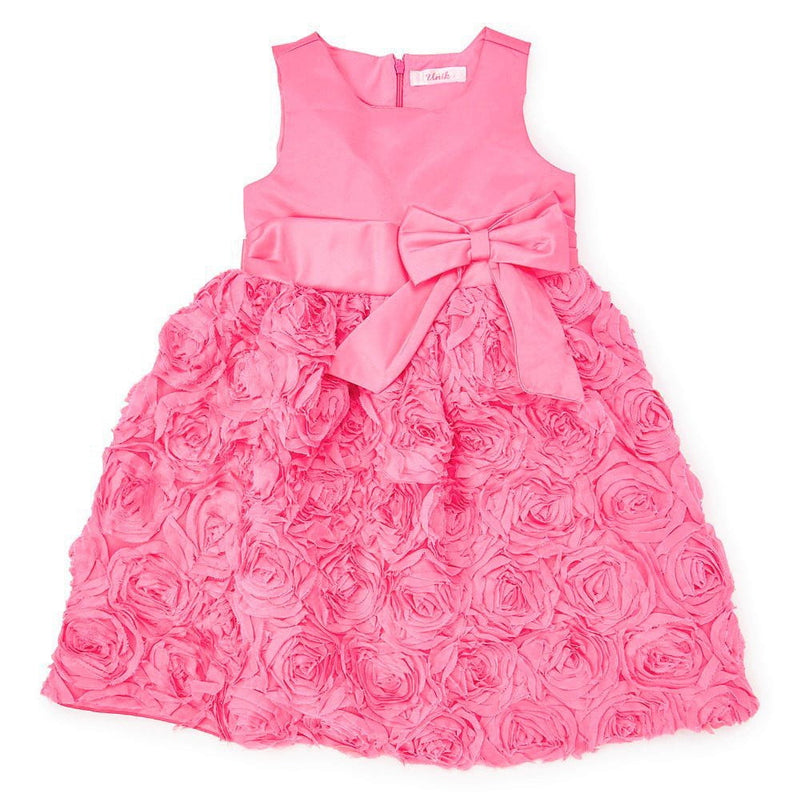 Fancy Party Dress Girls Fancy Dresses - White, Fuchsia (4, 6, 8, 10)