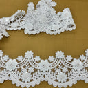 1 yarda de encaje floral con cuentas y cordón de 4.5" de ancho bordado en malla de red 100% poliéster