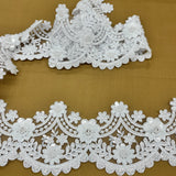 Beaded Corded Floral Lace Trim 4.5"