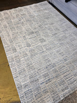 KAI 303 Polyester Fabric - Cream High-Low Abstract Pattern, Blue, Grey, Gold-Brown (5' 3" X 7' 4", 7' 9" X 10' 9", 10' X 13')