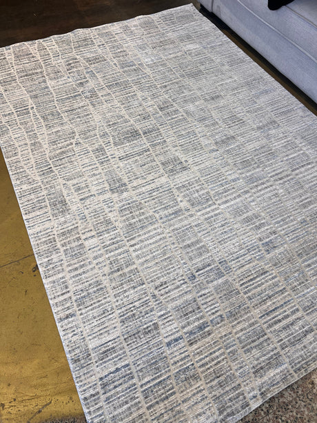 KAI 303 Polyester Fabric - Cream High-Low Abstract Pattern, Blue, Grey, Gold-Brown (5' 3" X 7' 4", 7' 9" X 10' 9", 10' X 13')