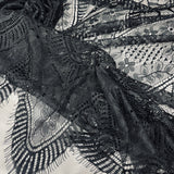 Embroidered Chantilly Lace Fabric with Eyelash Scallop