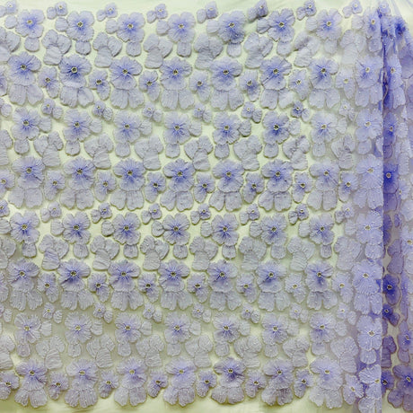 Beaded 3D Floral Lace Fabric