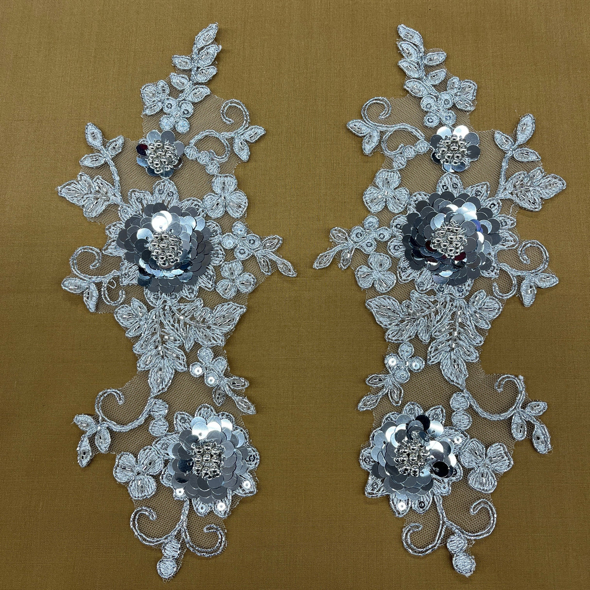Beaded Floral Lace Applique