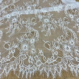 Embroidered Lace Fabric with Eyelash Scallop