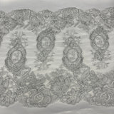 Corded Embroidered Lace Trim 12.5" Wide