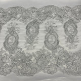1 Yard 100% Polyester Net Mesh 12.5" Wide Corded Double Sided Lace Trimming
