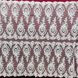 Beaded Corded Lace Mesh White