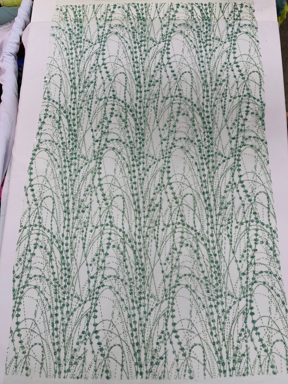 Galaxy Glitter Design Mesh Lace Polyester Fabric - Glitter Galaxy Pattern, 52-54" Width (1 Yard)