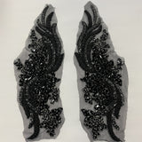 1 Yard Crystal Rhinestone Applique Embroidered on 100% Polyester 14" x 4" Each Side