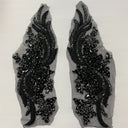 1 Pair 14" x 4" Each Side Crystal Rhinestone Beaded & Corded Lace 100% Polyester