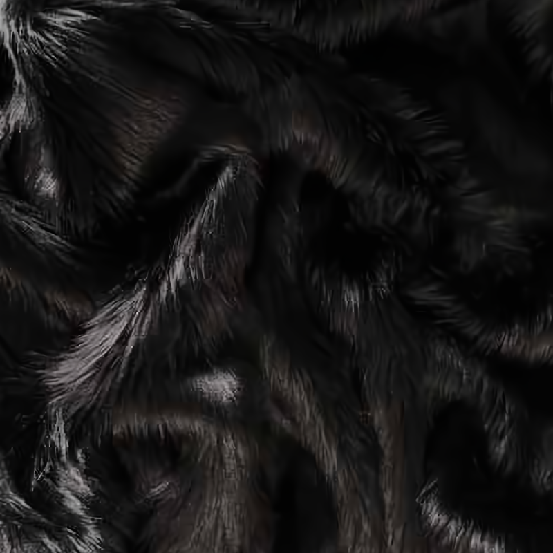 Black Solid Shaggy Long Pile Faux Fur Fabric