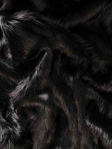 Black Solid Shaggy Long Pile Faux Fur Fabric