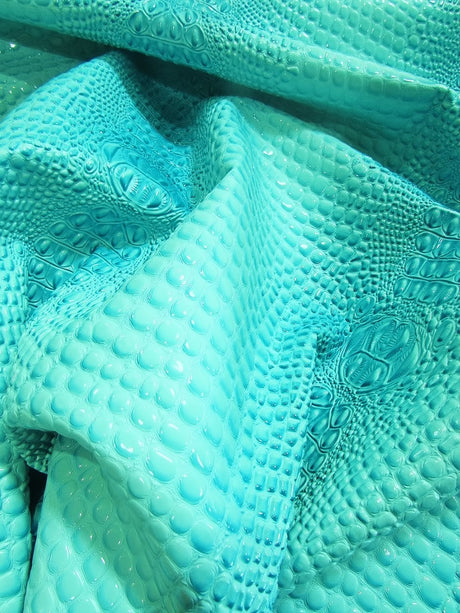 Fiji Turquoise Florida Gator 3D Embossed Vinyl Fabric