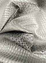 Mercury Silver Florida Gator 3D Embossed Vinyl Fabric