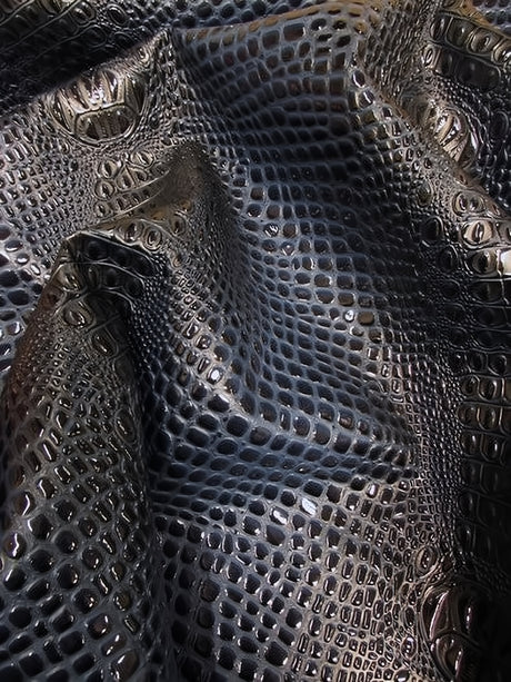 Mystic Blue Florida Gator 3D Embossed Vinyl Fabric