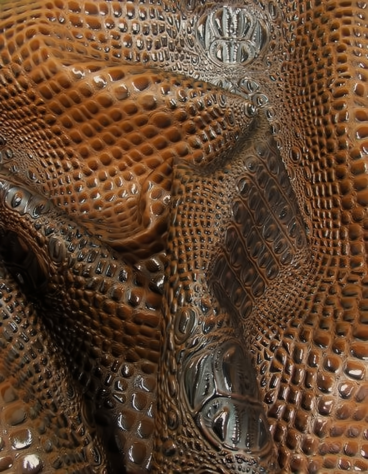 Honey Caramel Florida Gator 3D Embossed Vinyl Fabric