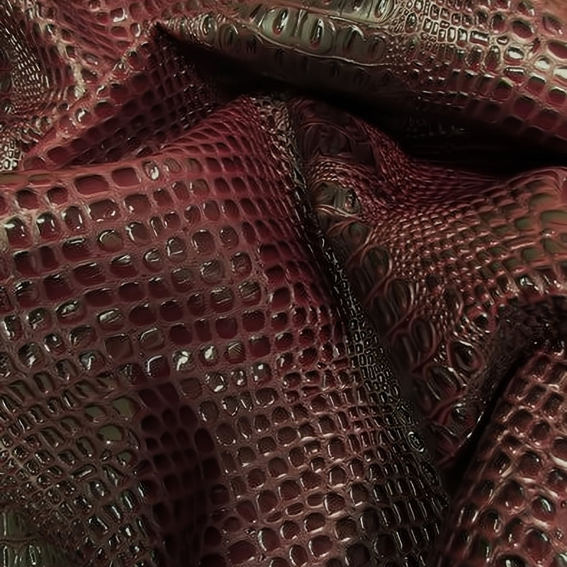 3D Embossed Vinyl Fabric Dark Wine Florida Gator by the Yard
