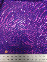 Shiny Diamond Faux Sequins Glitter Waves Polyester Spandex Fabric - Black/Teal, Green, Purple, Fuchsia, Red, Diamond Pattern, 58-60" Width