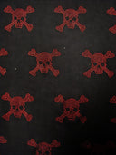 Mini Metallic Dew Drop Poison Design Studs On Black Stretch Polyester Spandex Fabric - Black/Red, Black/Gold, 54/56" Width