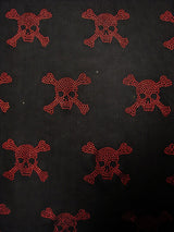 Mini Metallic Dew Drop Poison Design Studs On Black Stretch Polyester Spandex Fabric - Black/Red, Black/Gold, 54/56" Width