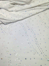 Polyester Knit Jersey Fabric - 3Mm Silver Hologram Circle, Light Weight, 58"-60" Wide
