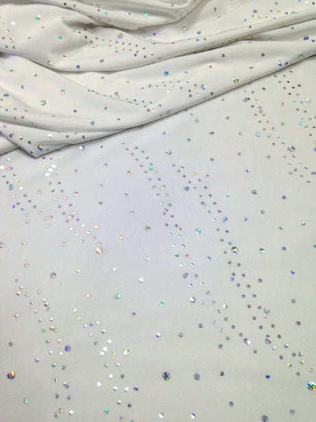 Polyester Knit Jersey Fabric - 3Mm Silver Hologram Circle, Light Weight, 58"-60" Wide