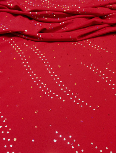 Polyester Knit Jersey Fabric - 3Mm Silver Hologram Circle, Light Weight, 58"-60" Wide