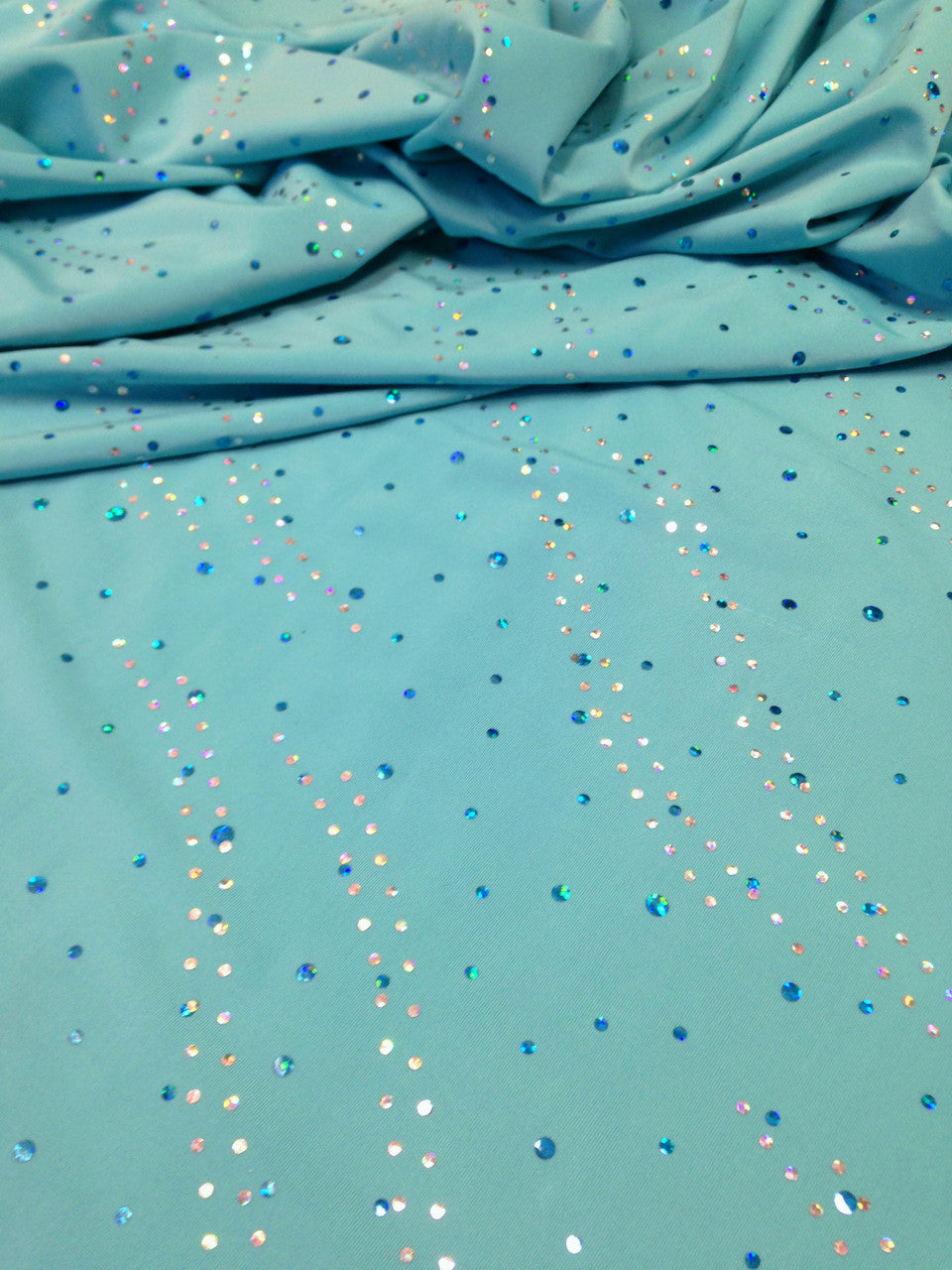 Polyester Knit Jersey Fabric - 3Mm Silver Hologram Circle, Light Weight, 58"-60" Wide