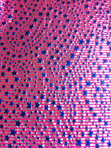 Stars And Stripes Hologram Foil Stretch Polyester Spandex Fabric - Fuchsia/Silver, Lime Green/Silver, Holographic Metallic Foil, 58"-60" Width