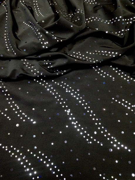 Polyester Knit Jersey Fabric - 3Mm Silver Hologram Circle, Light Weight, 58"-60" Wide