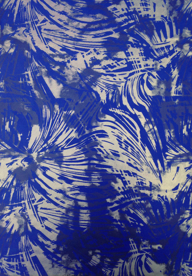 Abstract Splash Big Pattern 3 Tone Matte Silver Gray Foil Nylon Spandex Fabric - Royal, Purple, Hot Pink, Black, White, Red, Abstract Pattern, 58"-60" Width