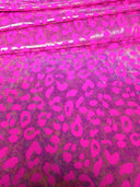 Cheetah Pattern Shiny Rainbow Pebble Foil On Bright Heavy Stretch Nylon Spandex Fabric - Black, Lime Green, Neon Fuchsia, Purple, Cheetah Pattern, 58" - 60" Wide