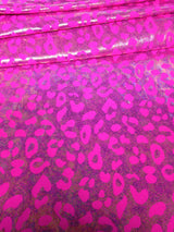 Cheetah Pattern Shiny Rainbow Pebble Foil On Bright Heavy Stretch Nylon Spandex Fabric - Black, Lime Green, Neon Fuchsia, Purple, Cheetah Pattern, 58" - 60" Wide