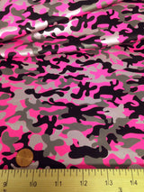 Mini Camouflage Pattern Matte Foil Nylon Spandex Fabric - Black/Silver, Neon Fuchsia, Neon Turquoise, Neon Lime Green, 58"-60" Width
