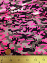 Mini Camouflage Pattern Matte Foil Nylon Spandex Fabric - Black/Silver, Neon Fuchsia, Neon Turquoise, Neon Lime Green, 58"-60" Width