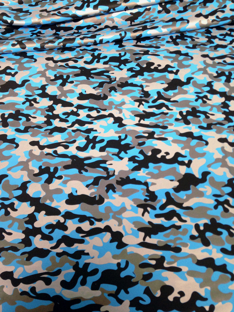Mini Camouflage Pattern Matte Foil Nylon Spandex Fabric - Black/Silver, Neon Fuchsia, Neon Turquoise, Neon Lime Green, 58"-60" Width