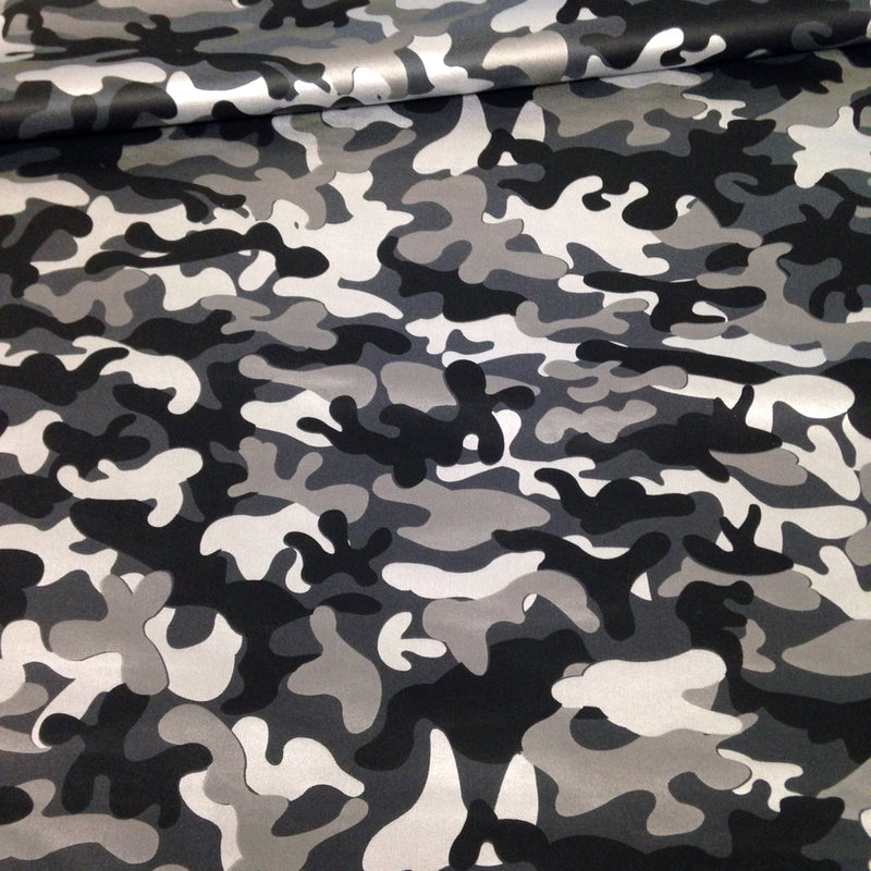 Mini Camouflage Pattern Matte Foil Nylon Spandex Fabric - Black/Silver, Neon Fuchsia, Neon Turquoise, Neon Lime Green, 58"-60" Width