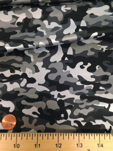 Mini Camouflage Pattern Matte Foil Nylon Spandex Fabric - Black/Silver, Neon Fuchsia, Neon Turquoise, Neon Lime Green, 58"-60" Width