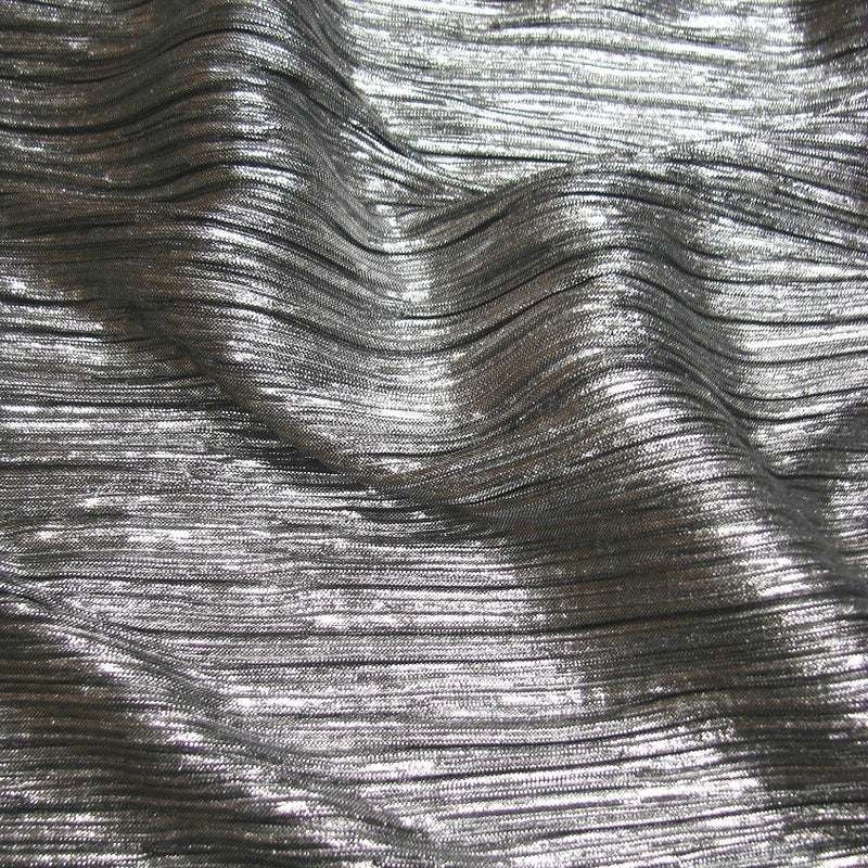 Shiny Metallic Computer Foil Polyester Fabric - Black Mini Pleat, Silver, Gold, 58"-60" Width