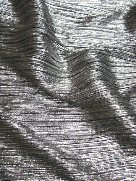 Shiny Metallic Computer Foil Polyester Fabric - Black Mini Pleat, Silver, Gold, 58"-60" Width