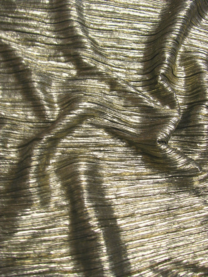 Shiny Metallic Computer Foil Polyester Fabric - Black Mini Pleat, Silver, Gold, 58"-60" Width