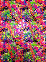 Colorful Paint Splash With Zebra Holographic Foil Nylon Spandex Fabric - Multicolor Zebra Pattern, 58"-60" Width