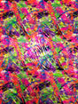 Colorful Paint Splash With Zebra Holographic Foil Nylon Spandex Fabric - Multicolor Zebra Pattern, 58"-60" Width