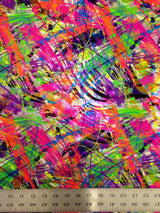 Colorful Paint Splash With Zebra Holographic Foil Nylon Spandex Fabric - Multicolor Zebra Pattern, 58"-60" Width